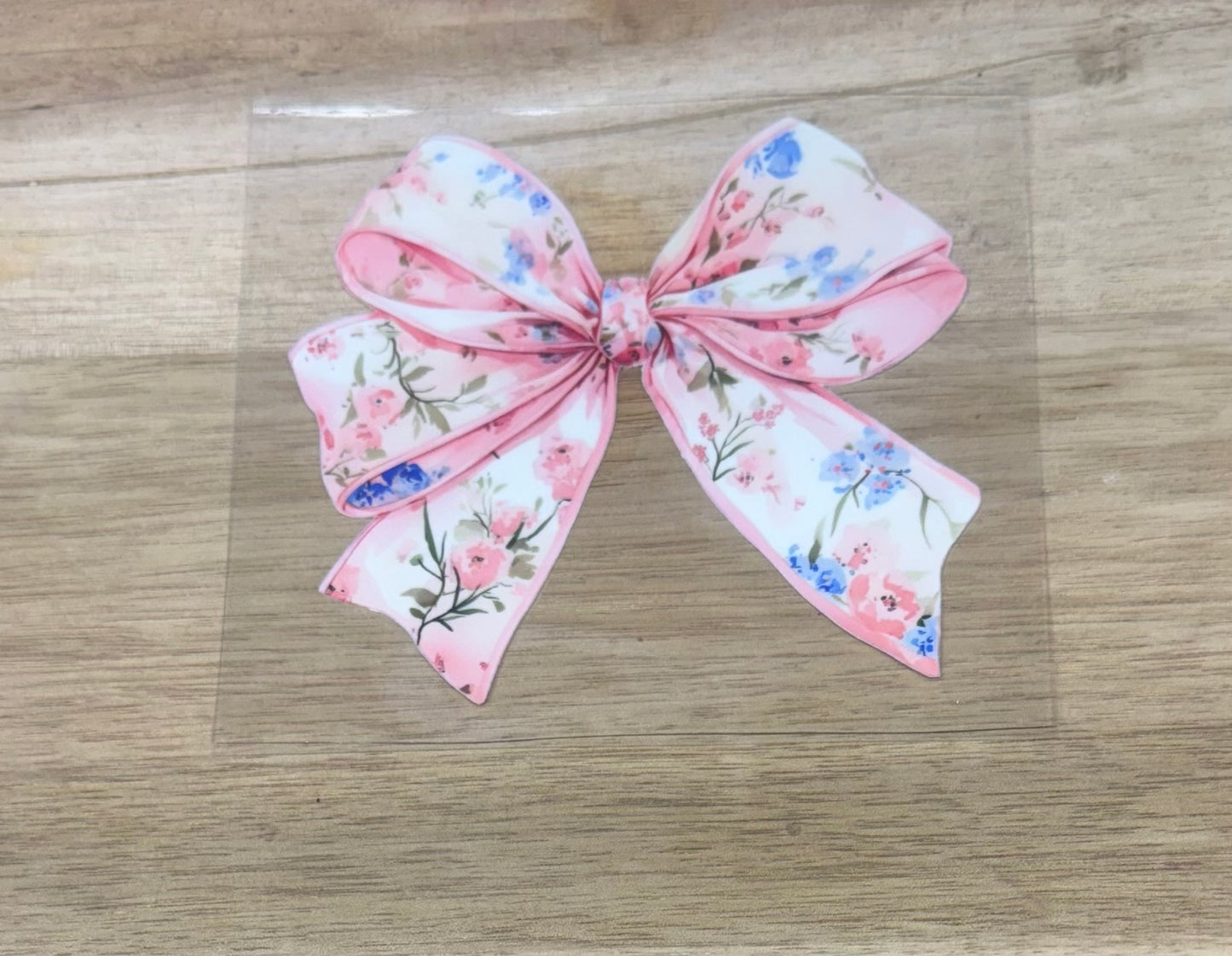 Pink and Blue Flower Bow A20