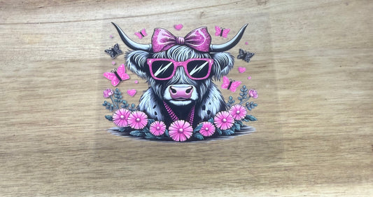 Pink Sunglasses Highland Cow A83