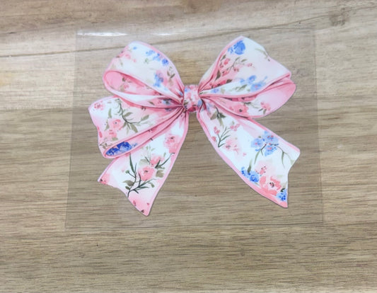 Pink and Blue Flower Bow A20