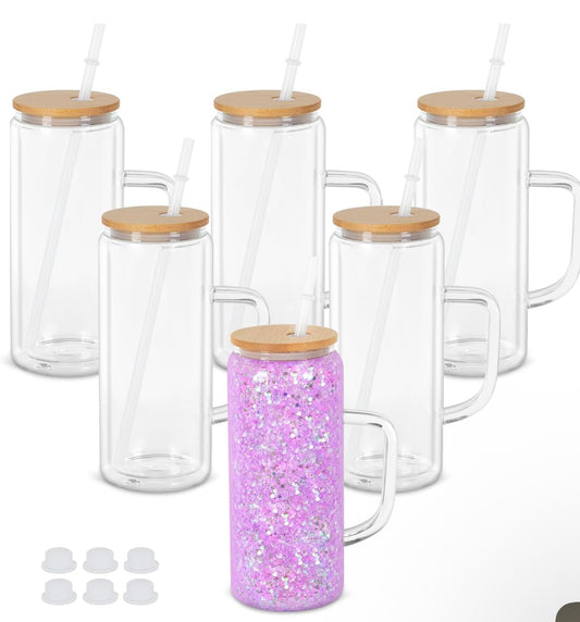 20oz Glass Snow Globe Tumbler